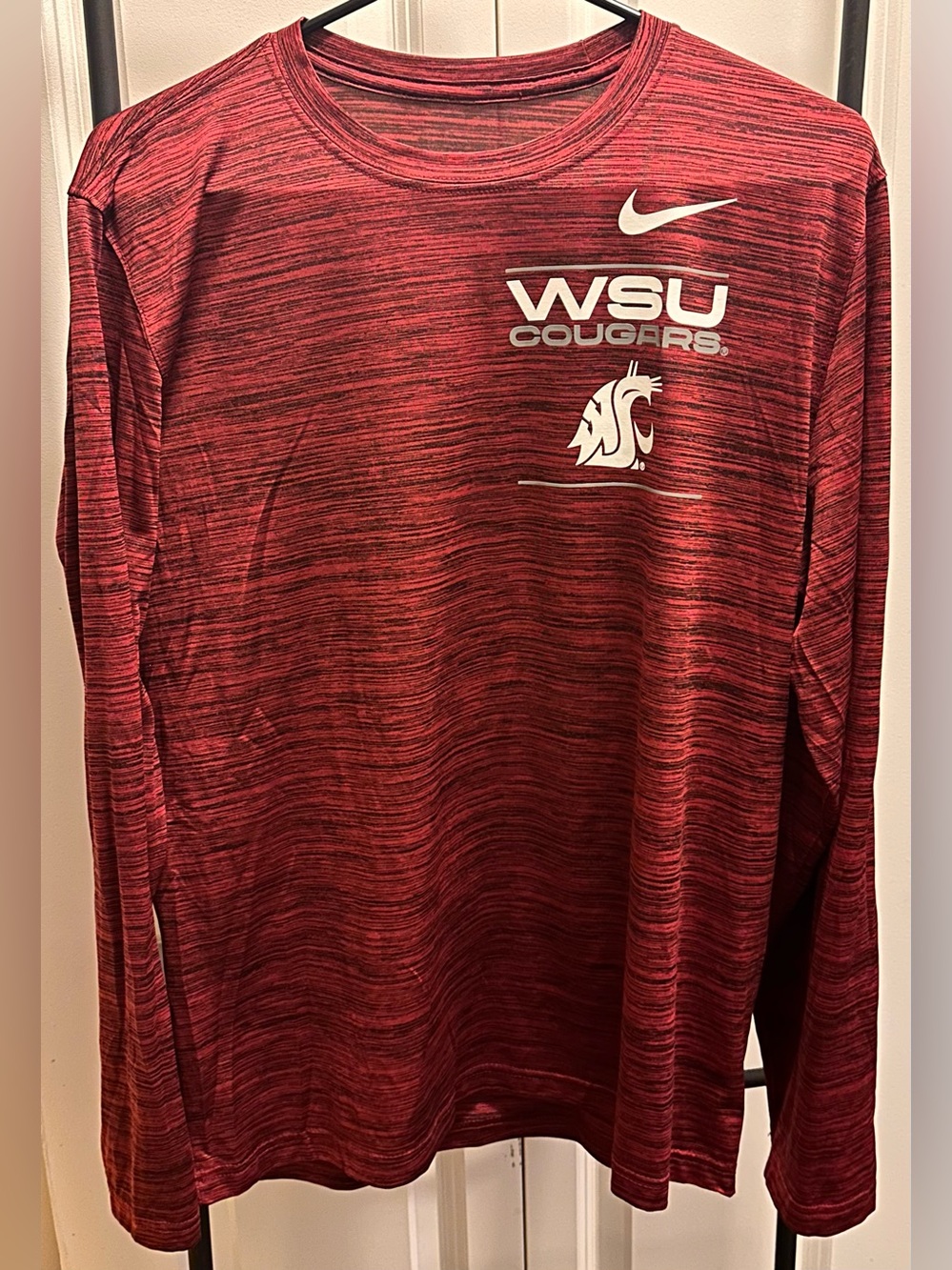 Nike Men's WSU Cougars Heathered Crimson Long-Sleeve Shirt